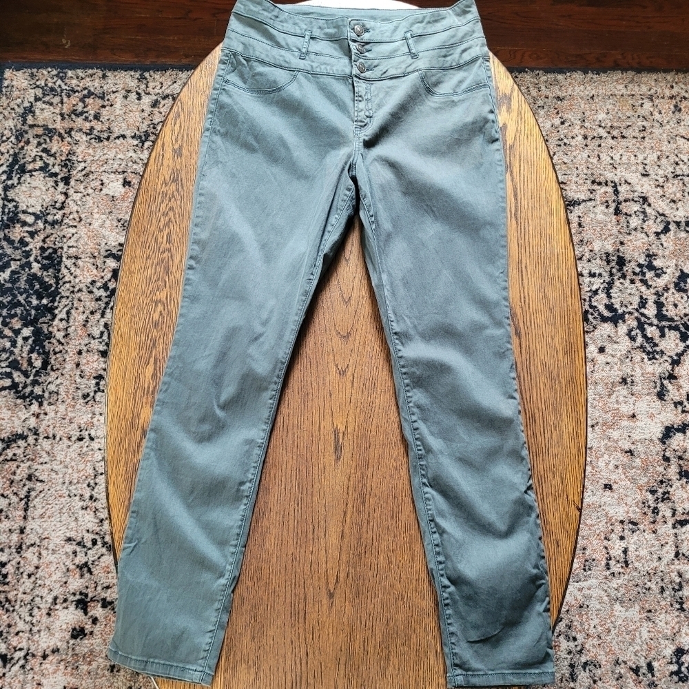 Rewash Retro High Rise Comfort Stretch Skinny Jeans Green Size Junior's 13